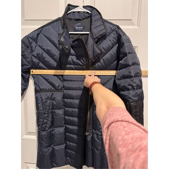 Madewell Navy Blue Quilted Full Zip Down Puffer High Collar Jacket Women's M - Picture 7 of 15